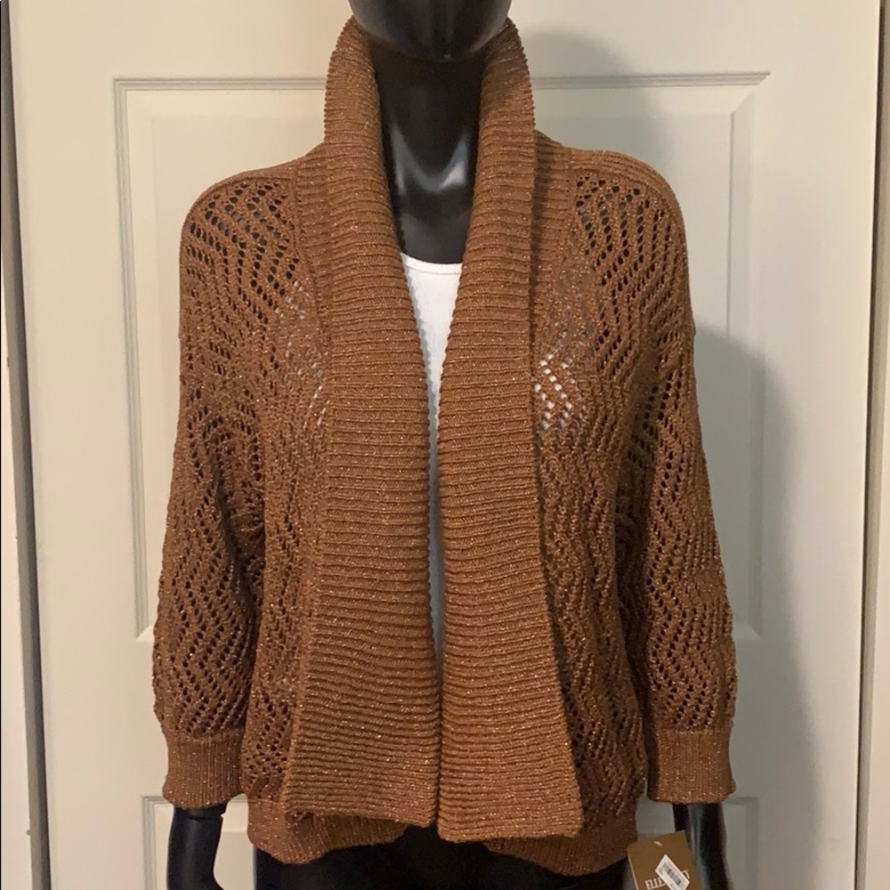 Ellen Tracy Gold Flecked Cardigan